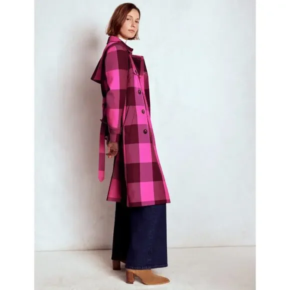Boden 4P Cheltenham Trench Coat Pink Peony, Chestnut Gingham - Picture 11 of 11